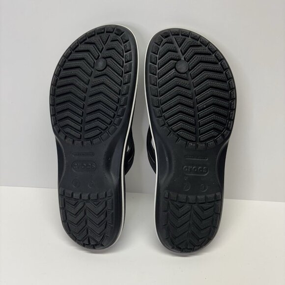NWOT Crocs Crocband Flip Flops Mens 7 Women’s 9 SANDAL THONG SHOWER BEACH Black - Picture 8 of 9